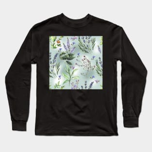 Watercolor pattern with scented herbs Long Sleeve T-Shirt